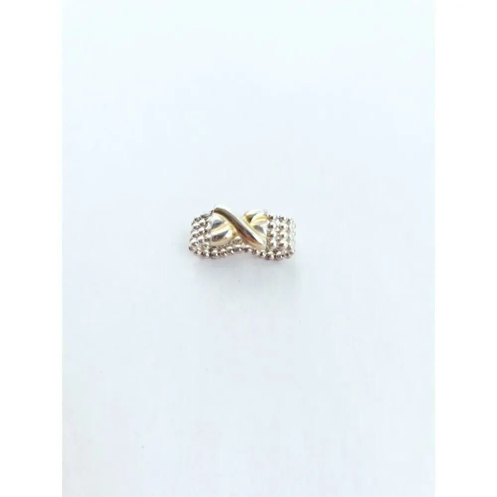 Sterling Silver 925 Two Tone Milor Italy Link Chain Bow Ring Signed Size 7‎
